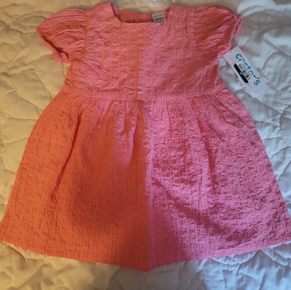 Carter's Bright Pink Textured Dress Size 9Months NWT